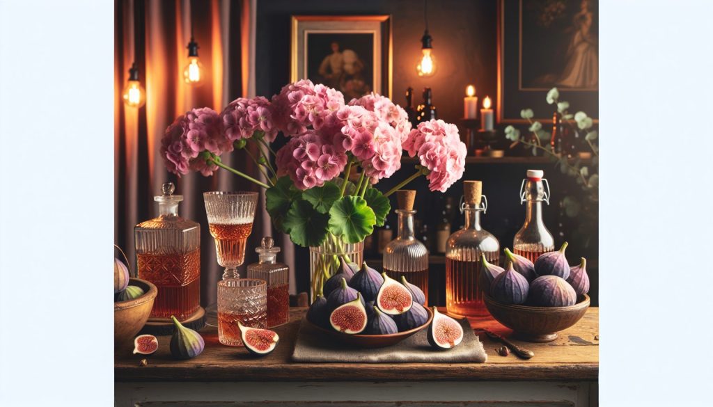 Кейс собрать домаромат для вечеринки: герань розовая, инжир, в стиле классика