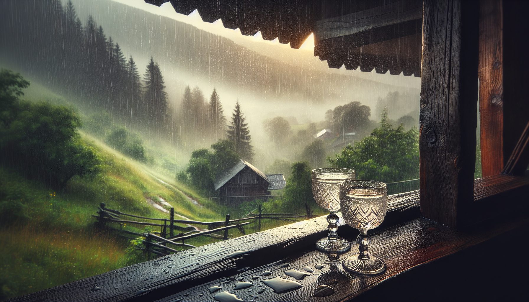 Фужеры: утро после дождя