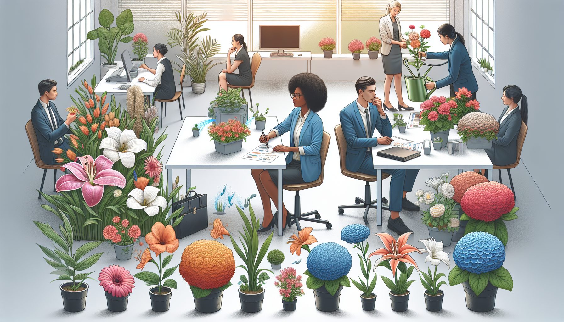 Как выбирать и ставить цветы в офисе